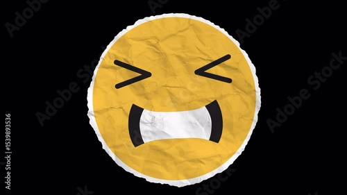 A cringing laugh emoji with squinting eyes and a wide grin, capturing awkward humor and playful embarrassment.