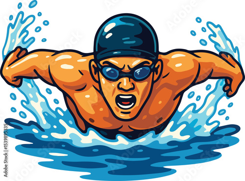 Swimmer on pool vector illustration