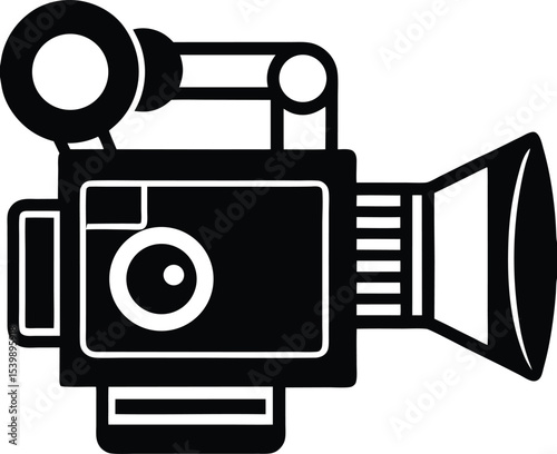 Retro video camera illustration with a distinctive design, Silhouette  reminiscent of vintage technology