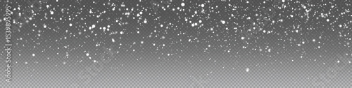 PNG Vector snowflake background with falling white flakes. Transparent winter overlay, frost sparkle, shimmering cold snow, holiday magic design.