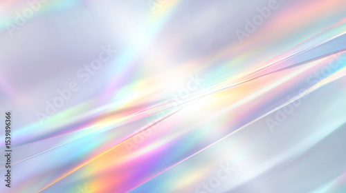 柔らかな光が交錯するレインボーのプリズム背景（美容・コスメ・デジタル・サイエンス）