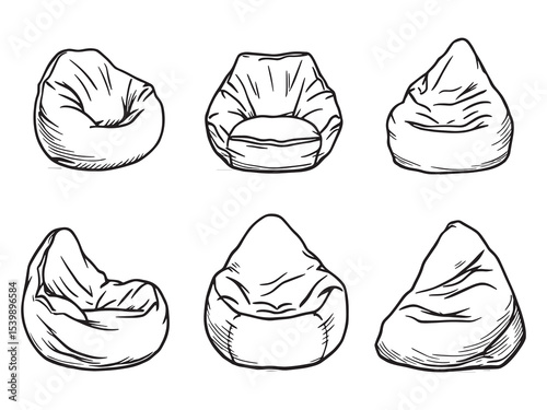 minimalist bean bag furniture outline design vector image