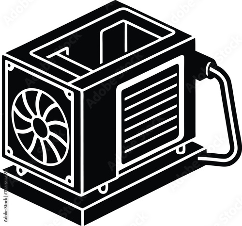Isometric illustration of a portable Silhouette air conditioner unit with power cable