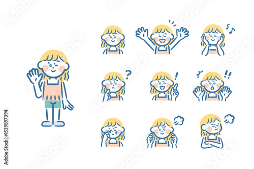 Vector illustrations of children's facial expressions