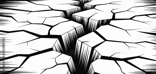 Abstract black and white cracked surface illustration