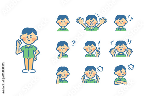 Vector illustrations of children's facial expressions