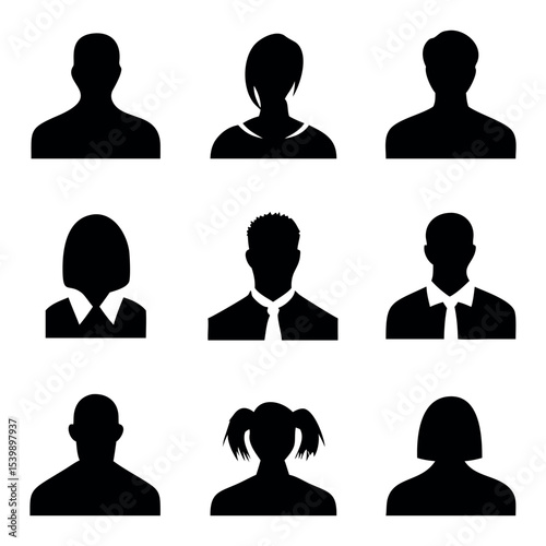 Collection of diverse black silhouettes for profile pictures