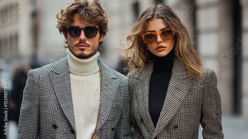 a model showcasing bold oversized blazer in high-end business fashion Street style fashion concepts