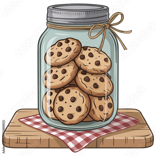 Glass jar with cookies inside vector isolated white background
