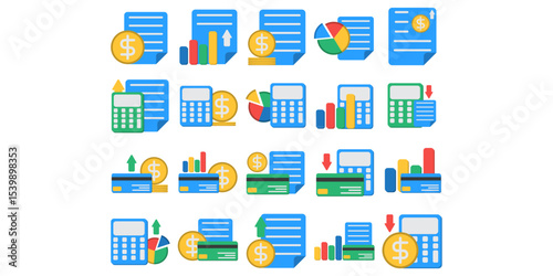 Flat Business Expenses Icon Set