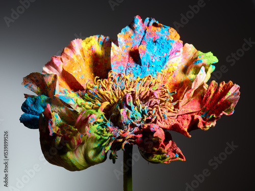 Wallpaper Mural Peony flower in powder paint over grey background Torontodigital.ca