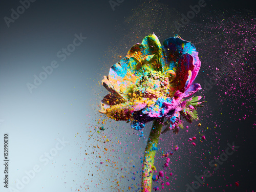 Wallpaper Mural Anemone flower with splash of powder paint over grey background Torontodigital.ca