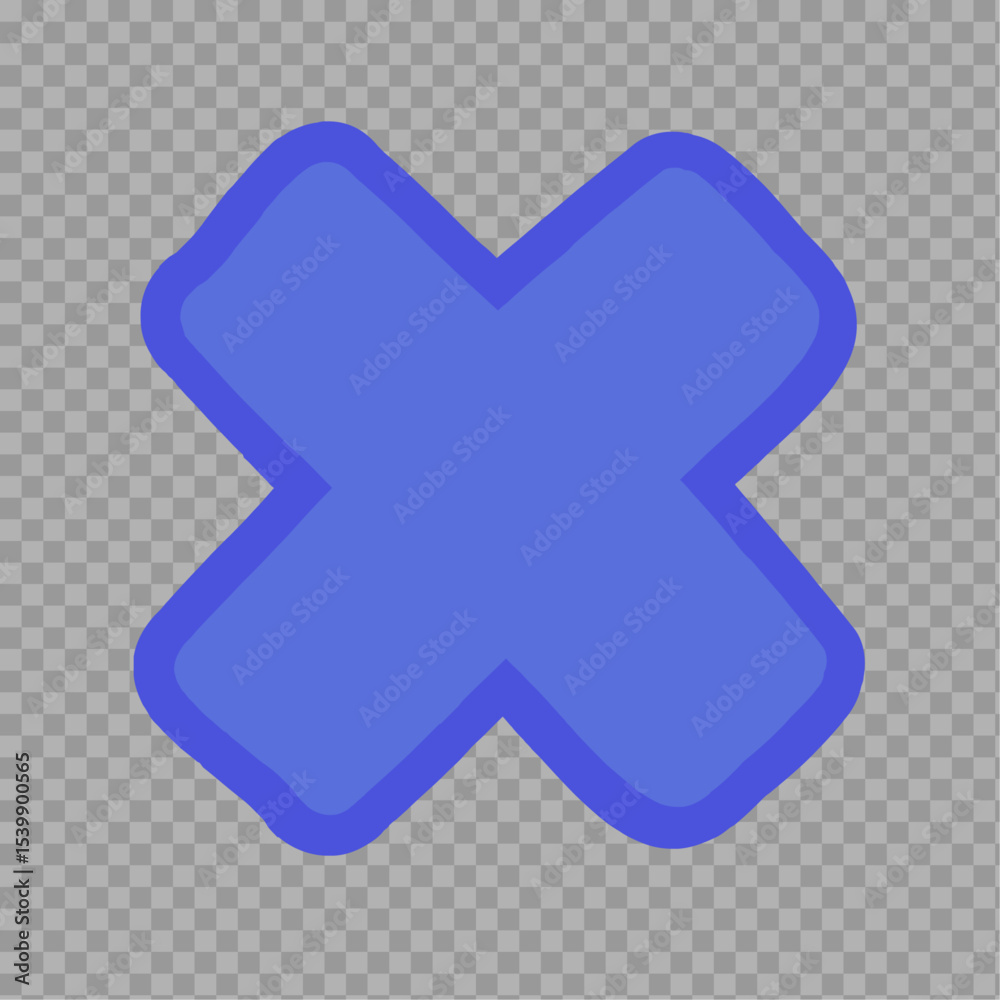 Fototapeta premium Blue Multiplication Symbol Icon on Transparent Background