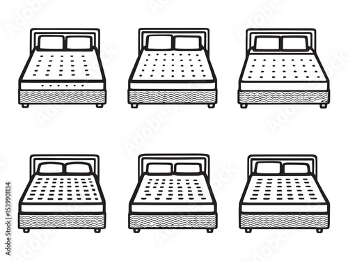 minimalist box spring mattress base outline vector art