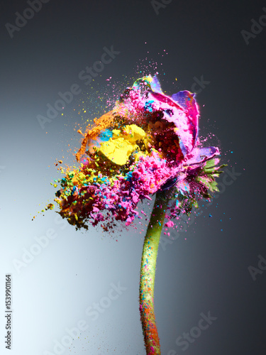 Wallpaper Mural Anemone flower with splash of powder paint over grey background Torontodigital.ca
