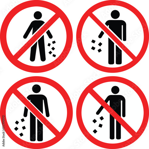 No Littering Signs | Waste Disposal Prohibition | Keep Public Spaces Clean | Environmental Awareness | Civic Responsibility