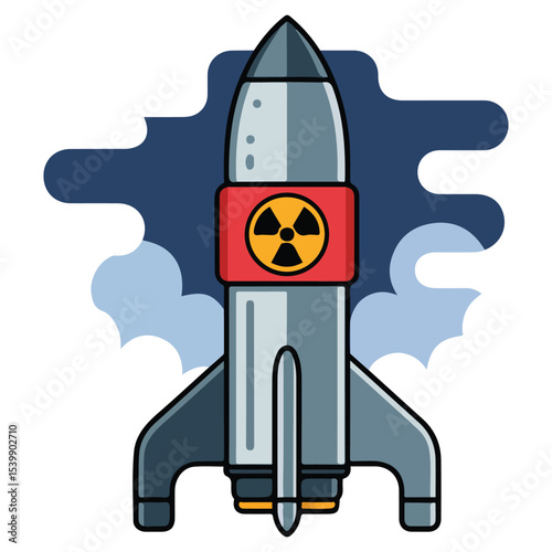 Nuclear rocket with explosion vector isolated white background