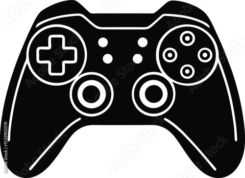 Black silhouette illustration of a gaming console controller with directional buttons