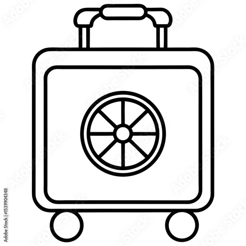 Minimalist Line Art Suitcase Wheel Icon