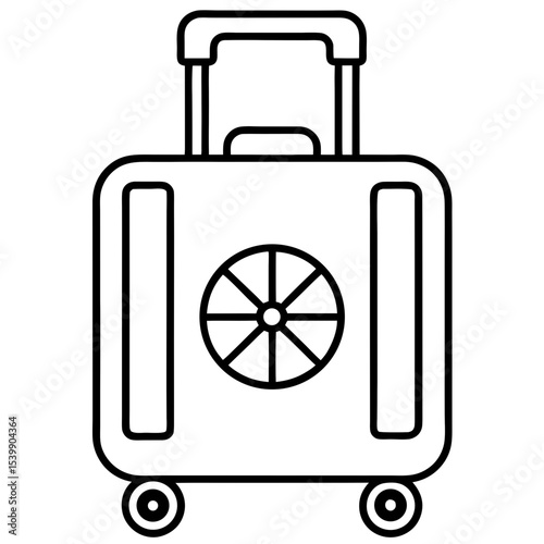 Minimalist Line Art Suitcase Wheel Icon