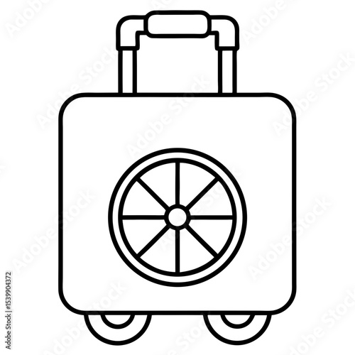 Minimalist Line Art Suitcase Wheel Icon