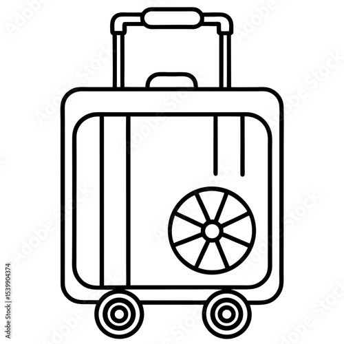 Minimalist Line Art Suitcase Wheel Icon