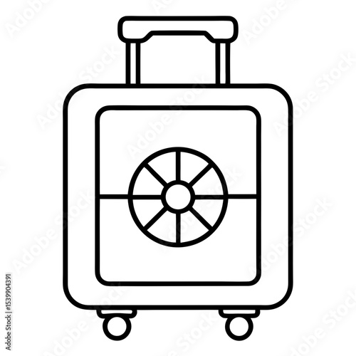 Minimalist Line Art Suitcase Wheel Icon