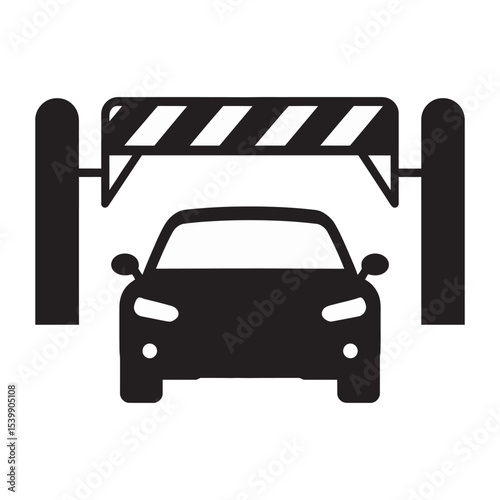 Car Parking Barrier Gate Icon, Automated Entry, vector illustration