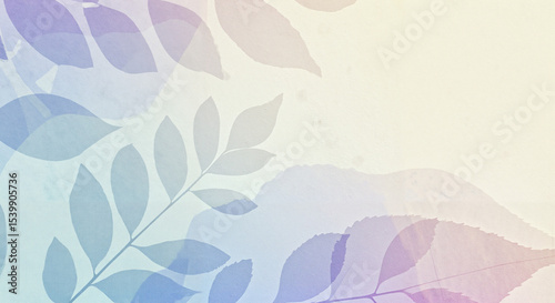 Soft pastel leaves background in abstract watercolor style  