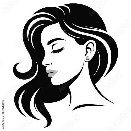 Beautiful girl with closed eyes vector isolated white background