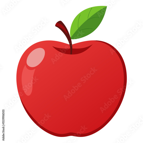 Illustration of a red apple fruit with green leaf fresh healthy eating food graphic design vector art