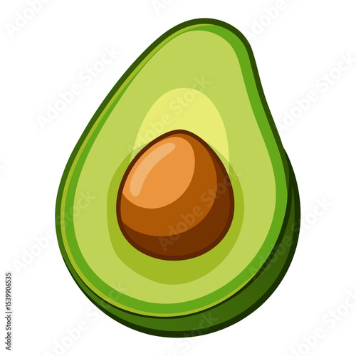 Avocado fruit healthy food green diet nutrition organic fresh cut half seed delicious vector art