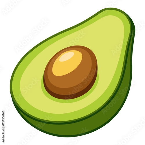 Illustration of avocado fruit healthy food green avocado half with seed vegan food drawing clip art