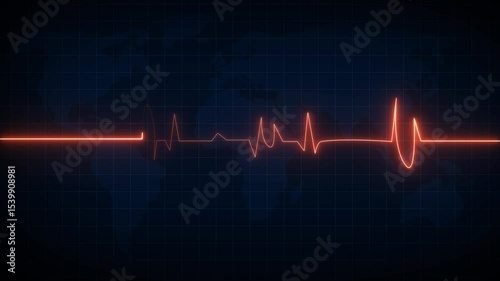 Neon Digital heartbeat plus animation. Heart Beat Pulse animated video, medical concept heart beat graph.4k video