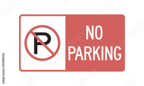 No Parking Sign, Red and White Restriction, vector illustration