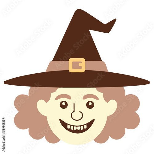 Evil witch with pointy hat vector isolated white background