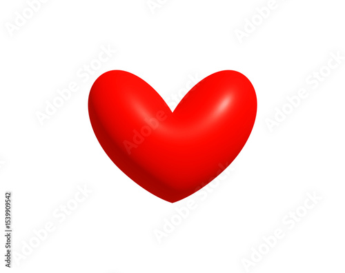 Romantic 3D Red Heart Symbol for Valentines Day, greeting card, love message, romantic chat, digital sticker, wedding decoration, anniversary gift design, and emotional icon. Vector Illustration.