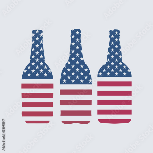 USA Flag Bottles Design, Patriotic Drink Container, vector illustration