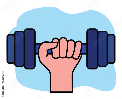 illustration of hand lifting barbell. fitness gym. fitness. healthy lifestyle. bodybuilding