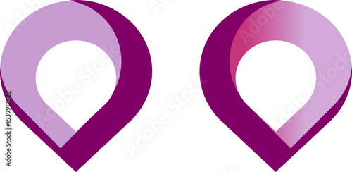 Purple and Pink Location Pins Vector Illustration