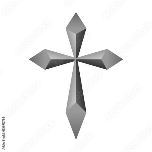 Black metallic cross christian icon vector design