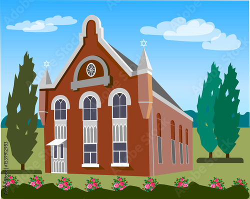 beautiful red brick synagogue