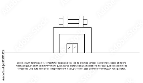 One line a place for a gym. Abstract minimal continuous line.