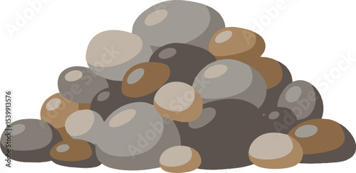 Pile of Smooth, Rounded Stones in Grey and Brown Hues