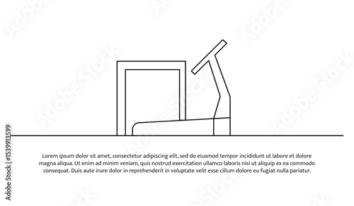 One line treadmill running. Abstract minimal continuous line.