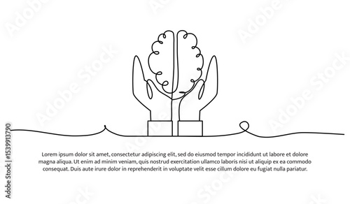 One line brainstorming. Abstract minimal continuous line.