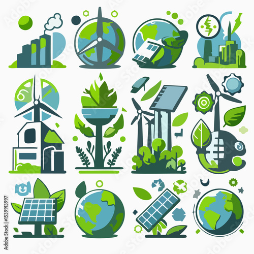 Environmentally Friendly Vector Icons for Green Projects