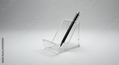 Bild auf Leinwand Acrylic pen stand isolated on white background, transparent holder, photorealist