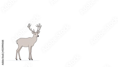 Majestic Deer with White Background.