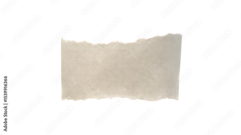 Fototapeta premium Isolated torn paper texture with rough edges and beige hue on a white background